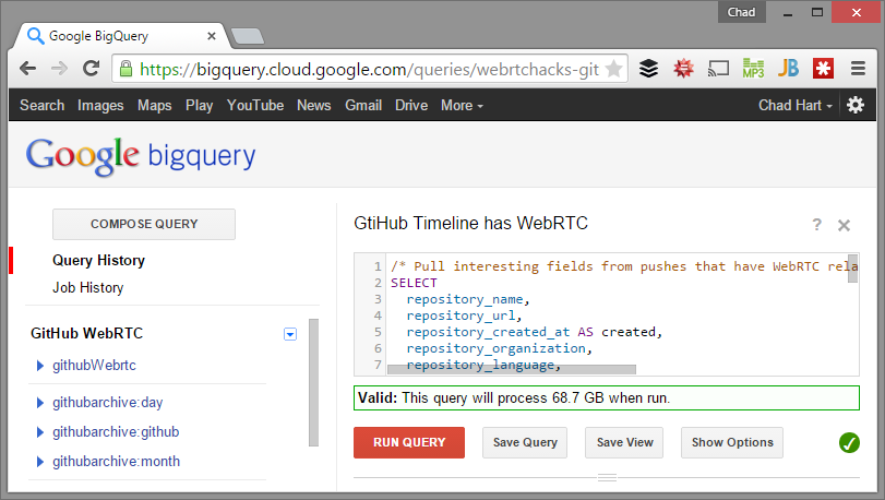 Checking the processing size of your query in BigQuery