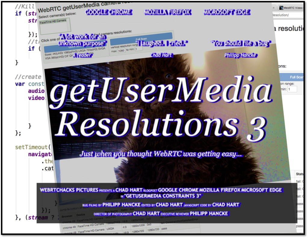 webrtcHacks -  getUserMedia resolutions III – constraints unleashed