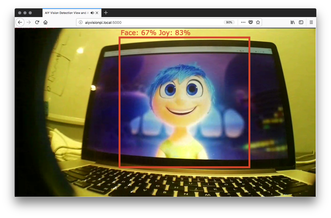 Face detection example over the Web on the AIY Vision Kit with UV4L's WebRTC
